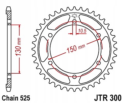 Pignon arrière JT 300 47 pour Honda XL600V avec denture renforcée haute performance - 2