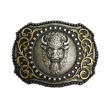 Nocona Belt Co. Men's Western Buffalo Head Buckle with Antique Gold Scrolls