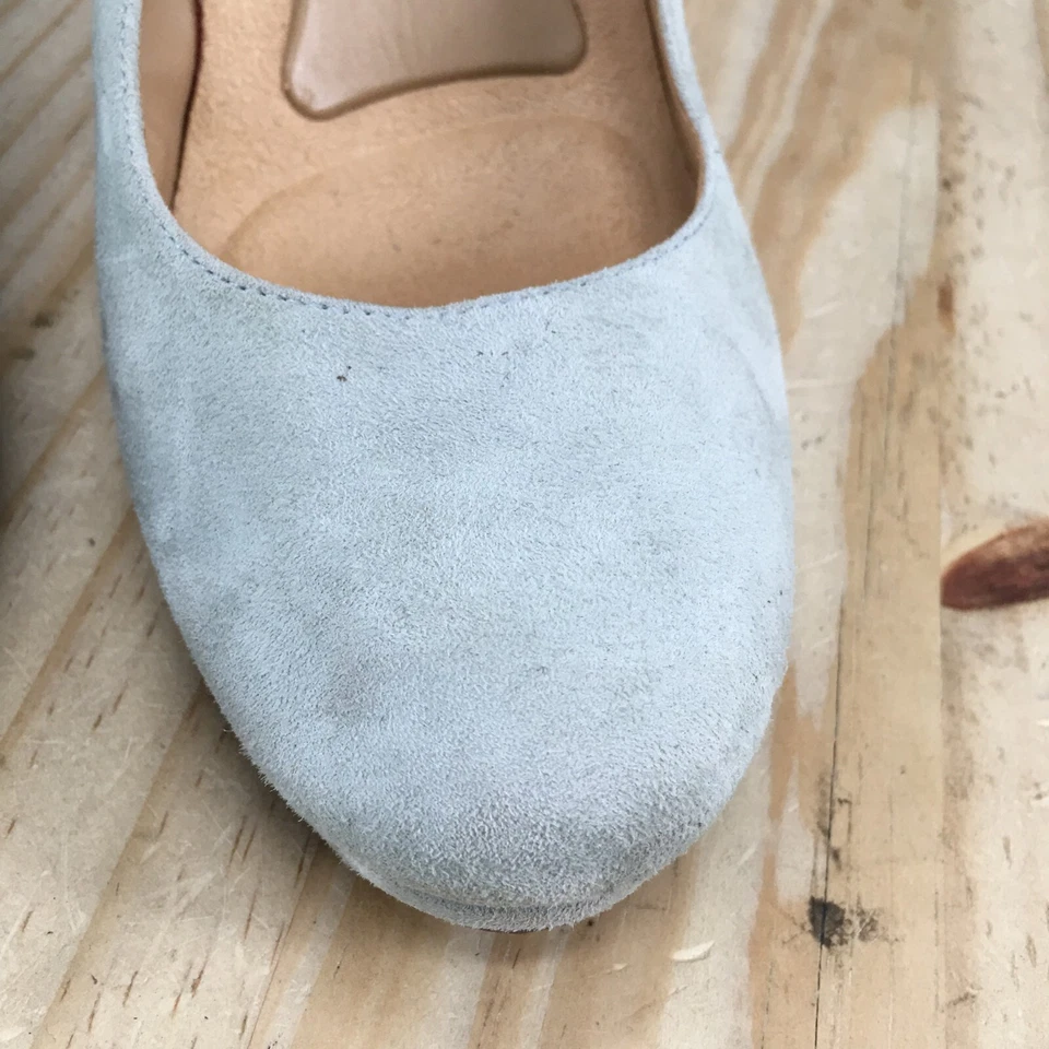 Naturalizer 高跟鞋女式 8 M 米歇尔小猫浅口蓝色麂皮绒皮革一脚蹬 — 第 4/4 张图片