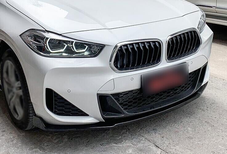 For BMW X2 F39 2018 2019-2021 Bright Black Front Bumper Lip Chin