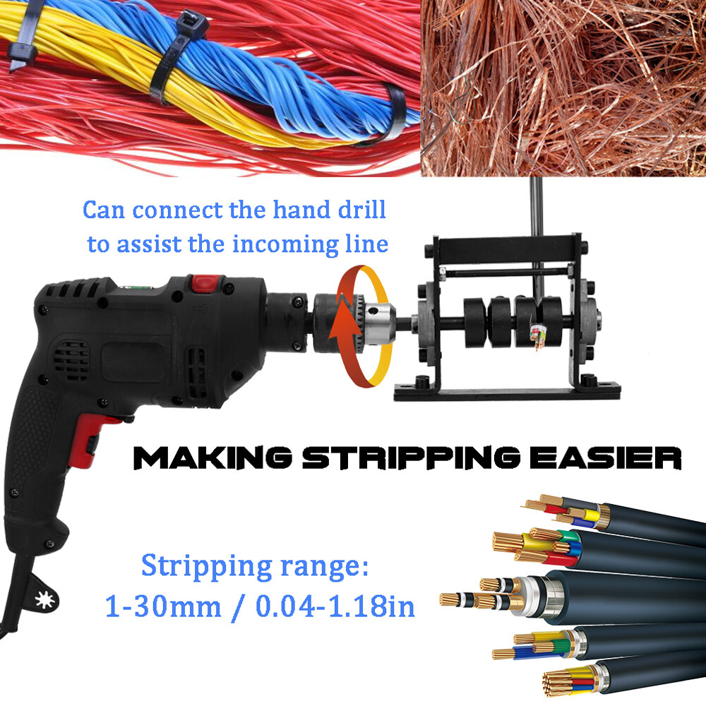 Manual or Drill Powered Wire Stripper Machine, 0.06''-1'' Wire Manual or Drill Powered Wire Stripper Machine, 0.06''-1'' Wire