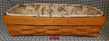 Longaberger ~ 2001 ~ Bread Basket ~ Botanical Fields Liner & Protector ~Signed