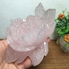 348g Natural Crystal powder rose Quartz Crystal rose Carving Healing md3337