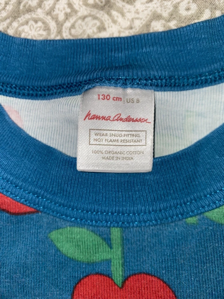 Hanna Andersson Apple Print 2 件长 John 睡衣 女孩 尺寸 130/8 — 第 2/4 张图片