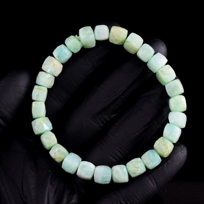 Einzigartiges Design Amazonit facettiert 100, Karat dehnbar Armband Perlen RK 24 E811