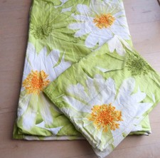 Vintage Twin Duvet Set Cover  Sham Green White Daisy Floral Pattern Zip Closure