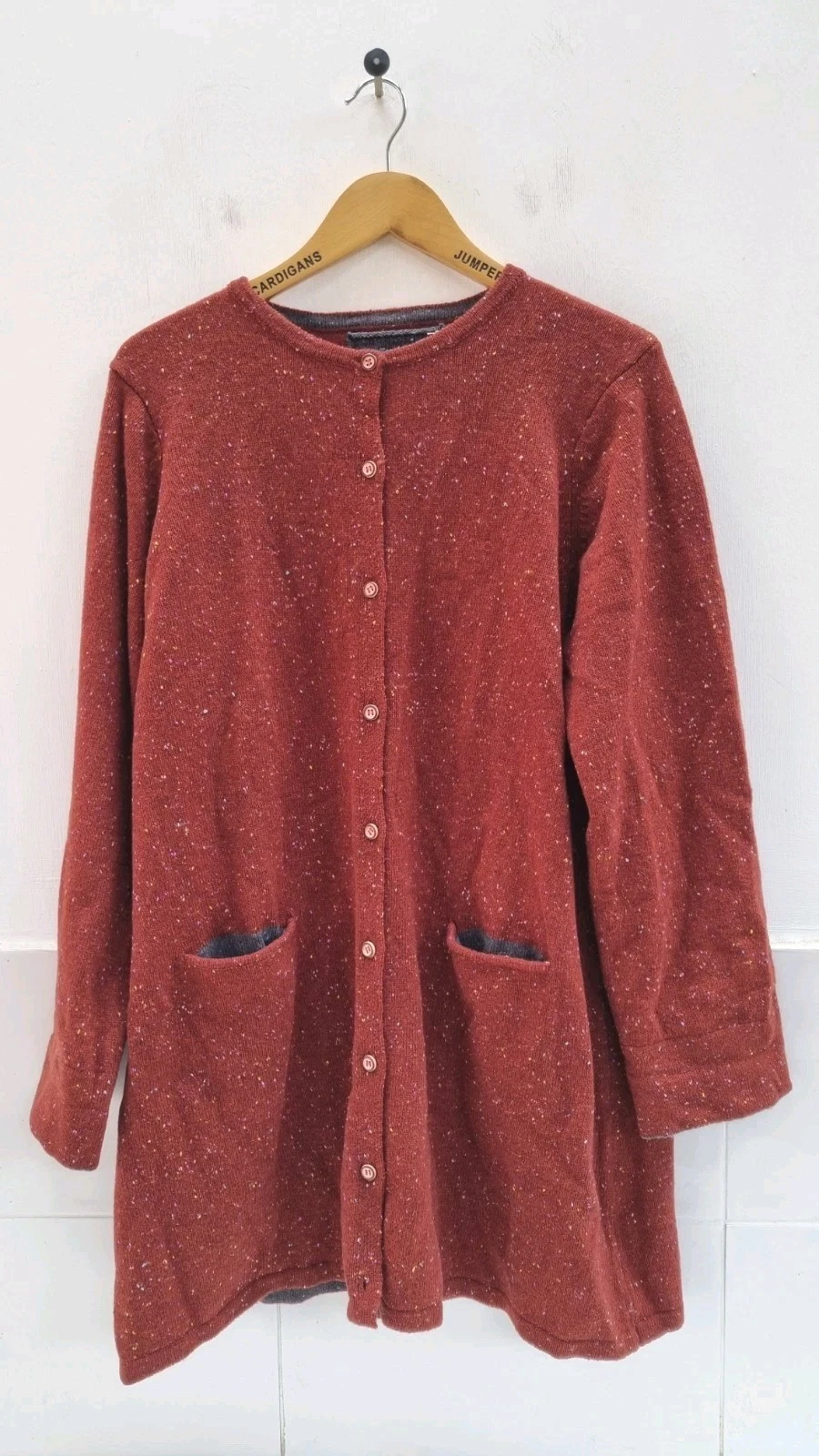 Gudrun Sjoden Cardigan Wool Blend Long Red Cardigan Size Large RRP £99.