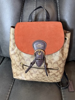Coach Kleo Backpack in Signature Canvas with Suede Flap | eBay