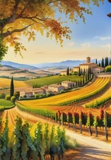 Realistic Landscape Tuscan Village Scenery Canvas Wall Art 28x40" (71x102cm)
