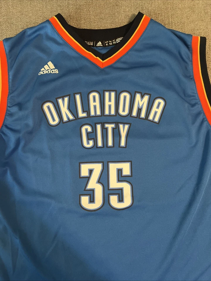 Adidas Kevin Durant Oklahoma City Thunder Jersey Men’s XL Basketball Blue Stain - Image 3 of 4