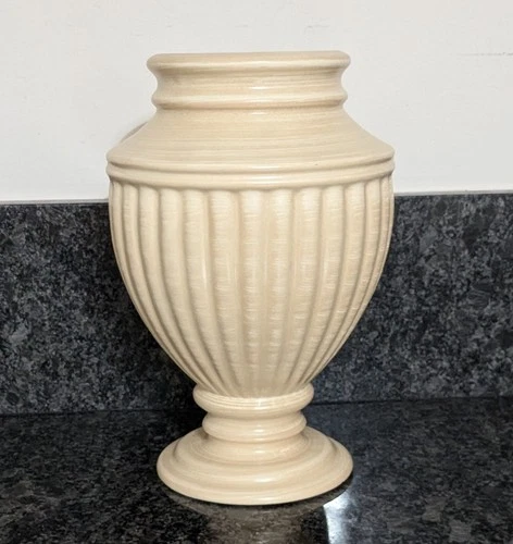 Vintage 2001 Beige Haeger Ceramic Vase or Planter, 10 Inches Tall