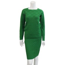 Missoni Ladies Green Wool Knit Set Size 4244 Used Tight Skirt Long