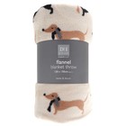 Dachshund Design Super Soft Flannel Blanket Throw 120 x 150 cm