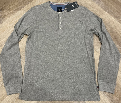 Lindbergh Grandad grau Slim Fit alle Größen Langarm Baumwolle T-Shirt UVP 50£