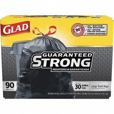 Glad Trash Bag Super Heavy Duty 30 x 33" 30 gal. 1.05 mil Case of 90