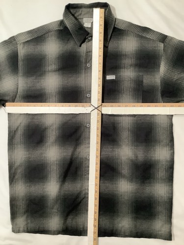 Caltop Shirt Mens Size Large Black Gray Plaid Short Sleeve Button Up Made in USA - Picture 8 of 8