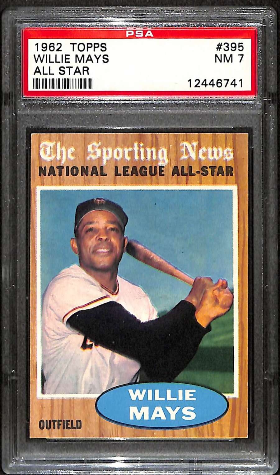 1962 Topps #395 Willie Mays HOF AS PSA 7 NM C101414