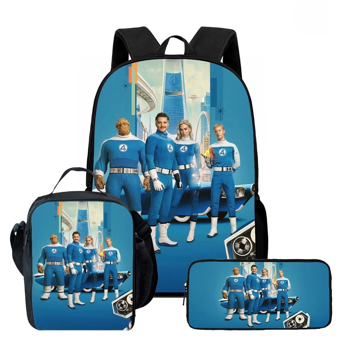 The Fantastic Four School Backpack Insulated Lunch Bag Rucksack Pencil Case Gift