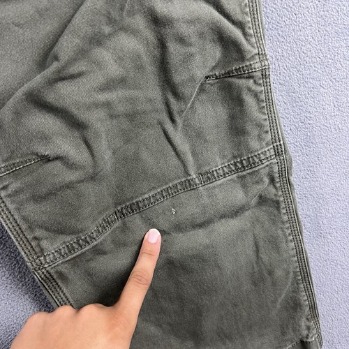 Pantalone Carhartt Uomo 38X28 Verde Muschio Falegname Doppio Ginocchio Abbigliamento da Lavoro Anticato - Foto 5 di 14
