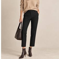 Nili Lotan 8 VIrgin Wool Tel Aviv Mid Rise Pants 756 Cropped Trousers Black