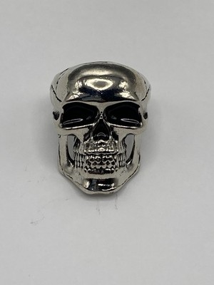 Men s Skull Head Ring Silver-tone Size 10.5 Black Eye & Nose Goth Biker Rock
