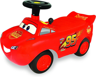 Kiddieland Lightning Mcqueen Racer Ride-On Car for Toddlers, Engine Sounds, Musi