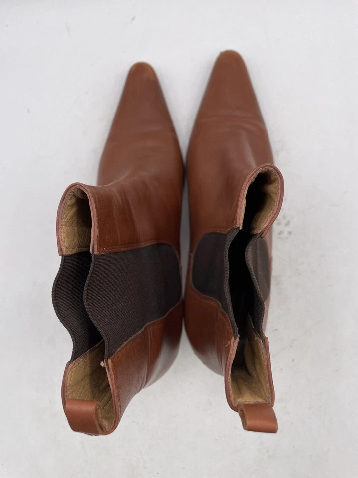 Ralph Lauren Botín Para Mujer Talla 7 Cuero Marrón Medio Top Punta Punta Botín Foto 4 de 4