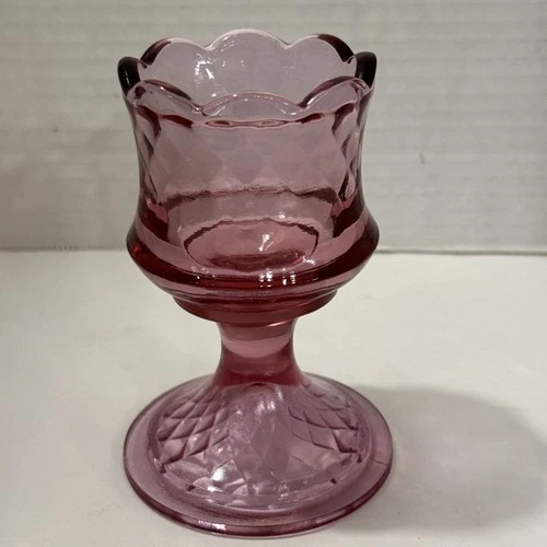 Fenton Glass Pink Diamond Optic Votive Candle Holder 4-1/2" Excellent