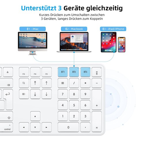 OMOTON Clavier Bluetooth pour Mac OS (MacBook Air/MacBook Pro/iMac/iMac Pro) - Afbeelding 2 van 24