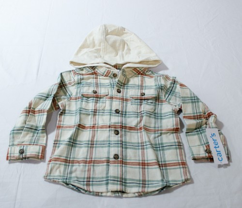 Carter's Baby Jungen kariertes Baumwollflanell Kapuzenhemd AC2 elfenbein/mehrfarbig Größe 24M