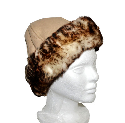 PELE & CIA VINTAGE SZ M MEDIUM BEIGE BROWN LEATHER SHEARLING 