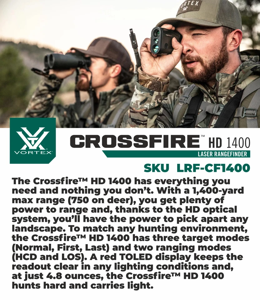 Vortex Optics Crossfire HD 1400 Laser Rangefinder LRF-CF1400 w/ Free Hat Bundle - Image 2 of 4