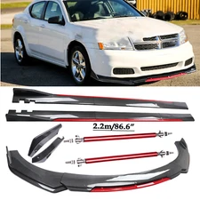 Front Bumper Lip Spoiler/ Body Kit+Side Skirt Carbon Fiber For Dodge Avenger