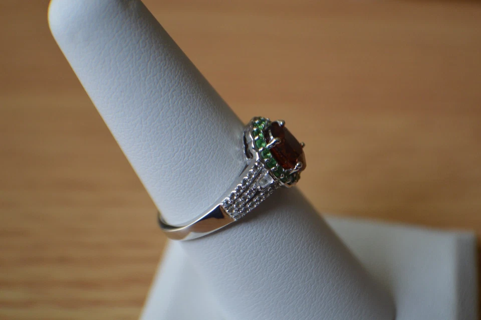 Anel 2,75 ct Sunset zircão/multigem platina sobre prata fina tamanho 7 - Imagem 4 de 4