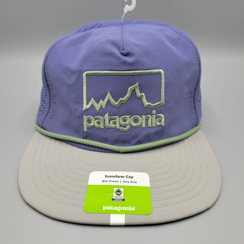 Patagonia Snowfarer Cap Hat Strapback Current Blue Outline Vented Lightweight - Picture 1 of 13
