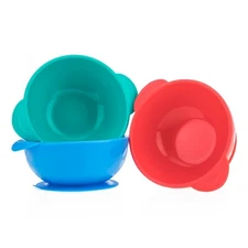 Nuby Sure Grip 100% Silicone Suction Bowl - Fun Colors - Unisex - BPA Free