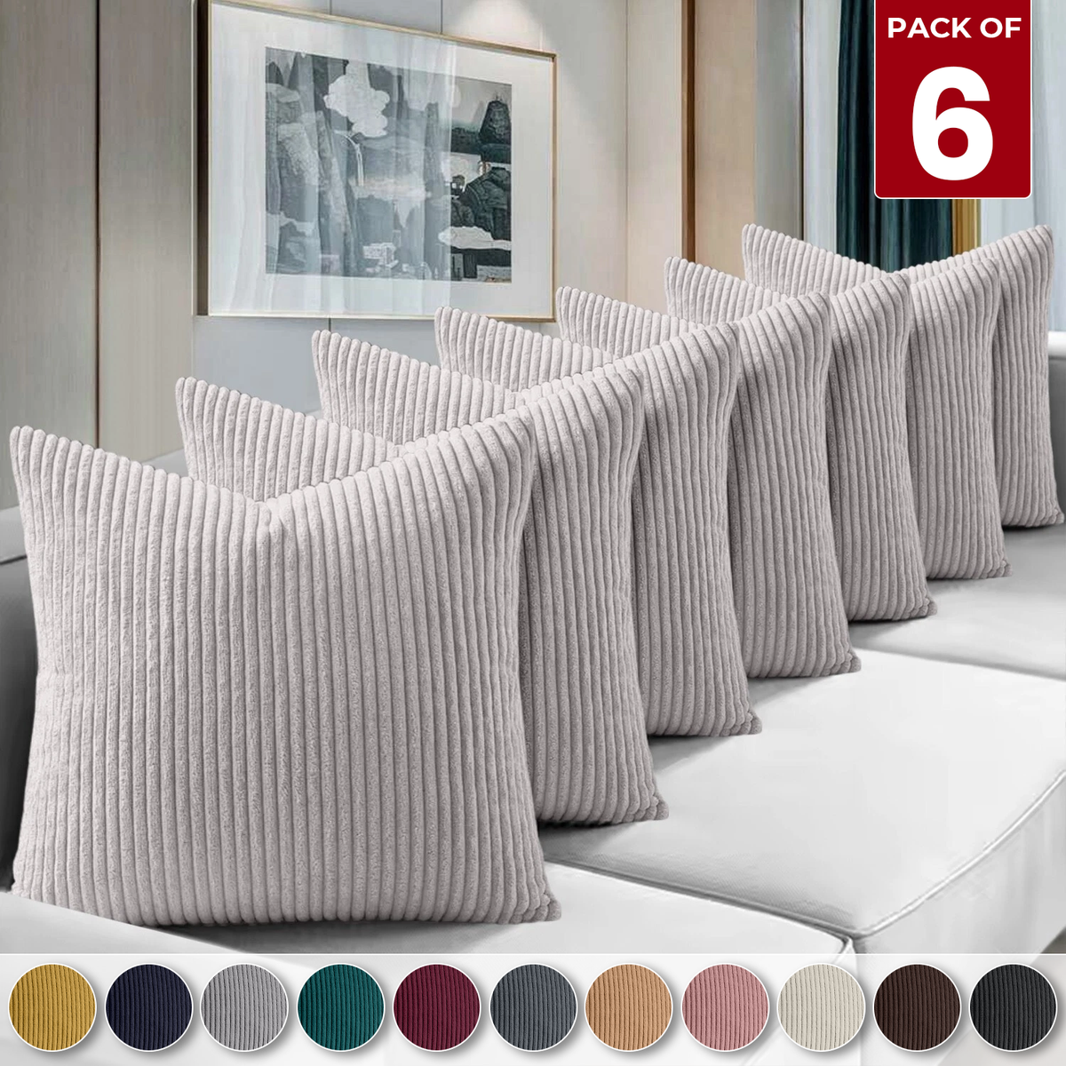 Pack of 1,2,4,6 Velvet Filled Cushion Covers 18x18 Sofa Decor Throw Pillow  Cases