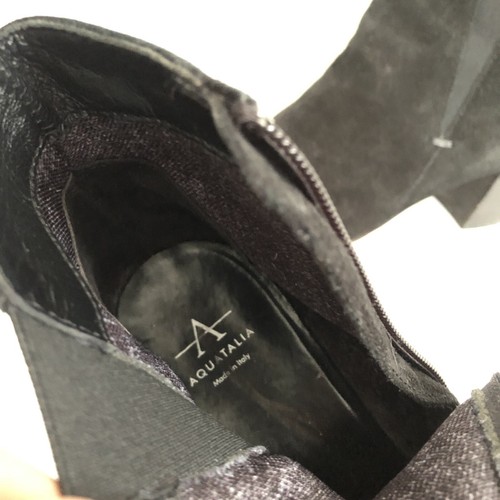 AQUATALIA Women's Black Suede Leather Boots Booties Size 8 Made in Italy - Picture 8 of 8