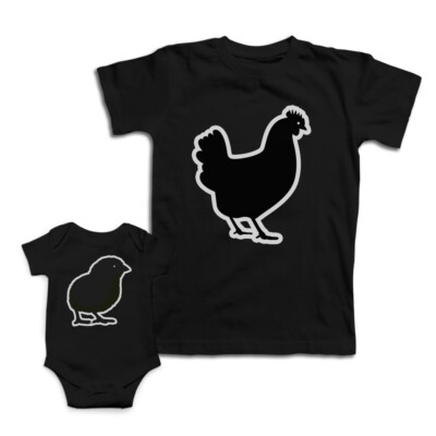 Mom and Baby Matching Outfits Hen Chicken Black Small Chick Easter Match Clothes