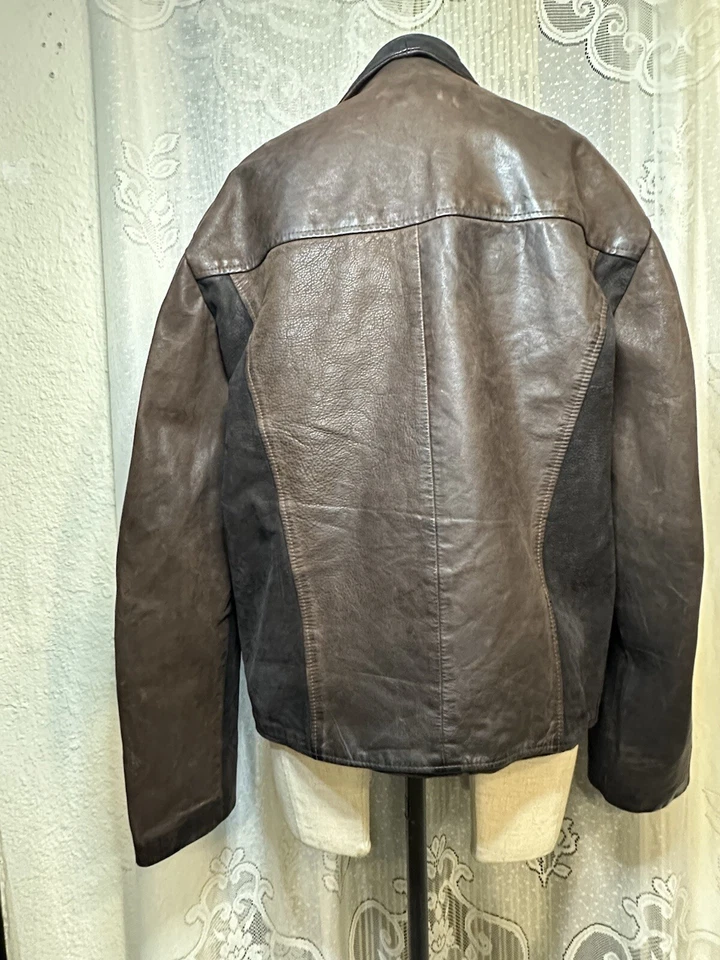 Vera Pelle VTG Leather Lined Bomber Jacket Brown Men's Large Made In Italy - Image 3 of 4