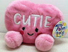 Pink Plush Heart Face Cutie Word Palm Pals Small Soft Stuffed Animal 5" NEW