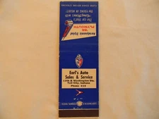 Tell City Indiana automotive Aerodynamic Styled  56 Plymouth low # 419 matchbook