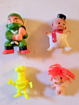 Lot of 4 Rare 1980s and 90s Rare Mini Figures-Soma=Kitschy Snowman-Gak-Troll