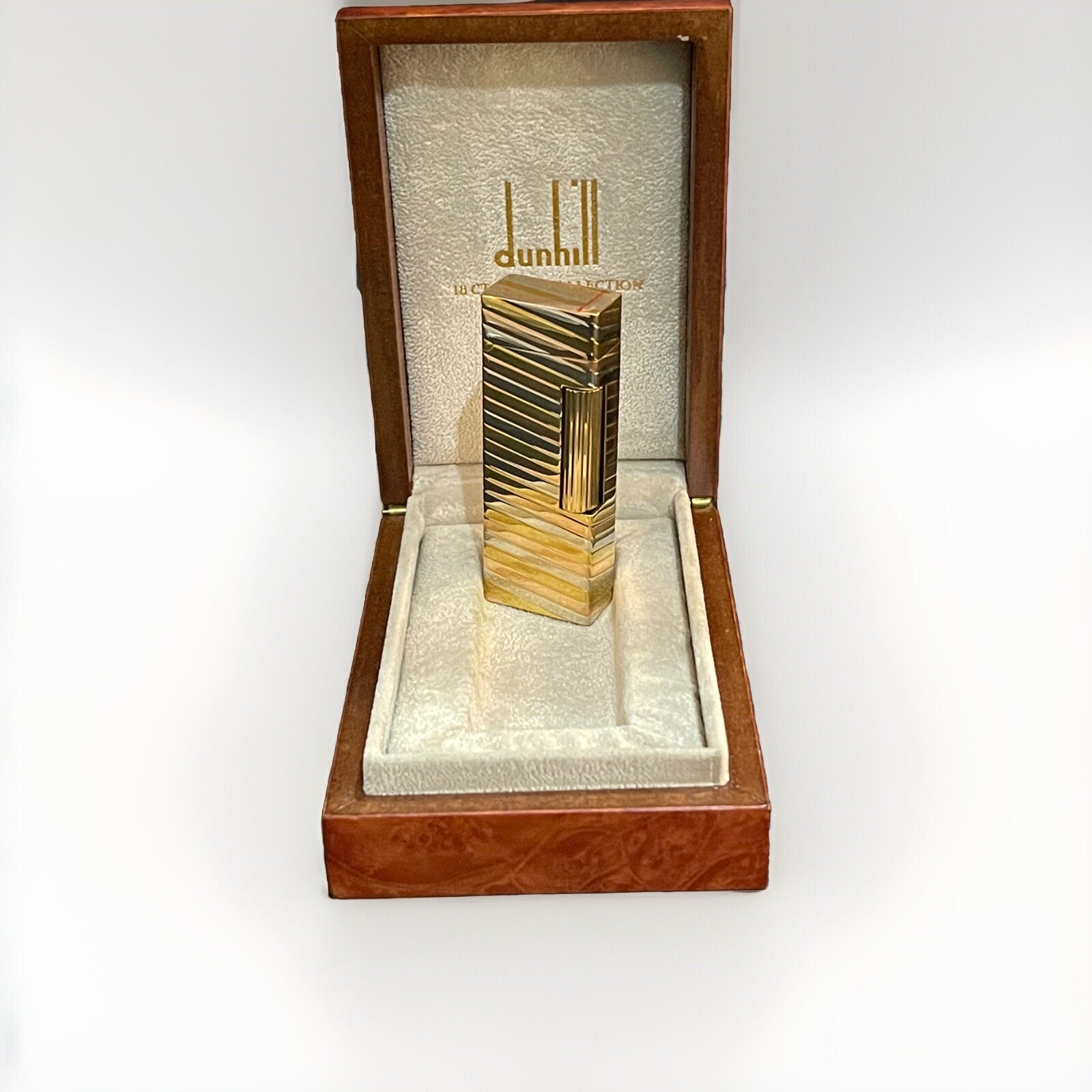 Vintage DUNHILL 14K Solid Gold Outer Jacket Lighter Ribbed Australia