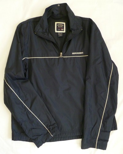 VINTAGE ABERCROMBIE & FITCH AF 92 1/4 Zip Lined Windbreaker Navy Size Medium 90s - Picture 4 of 10