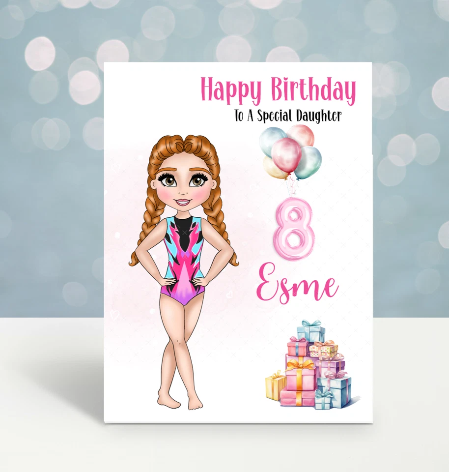 Personalised Girls Gymnastics Birthday Card Daughter Sister Friend Niece Gymnast - Image 4 of 4