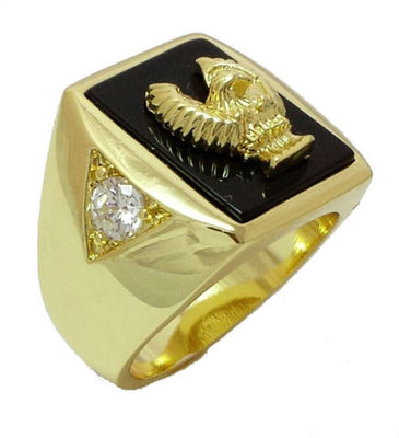 18K GOLD EP CZ ROUND CUT MENS EAGLE DRESS RING or R 1/2 other