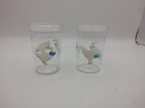Vintage BAMA Jelly Jar Ducks Geese Cottage Core Juice Glasses LOT OF 2 - Picture 1 of 4