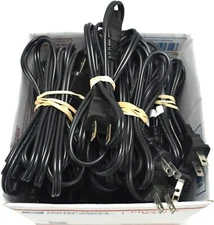 Lot of 10 Two-Prong 6.75ft AC Power Cord Cables NEMA 1-15P C7