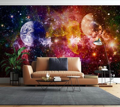 3D Planet Sterne M10155 Tapete Wandbild Selbstklebend Abnehmbare Aufkleber Eve